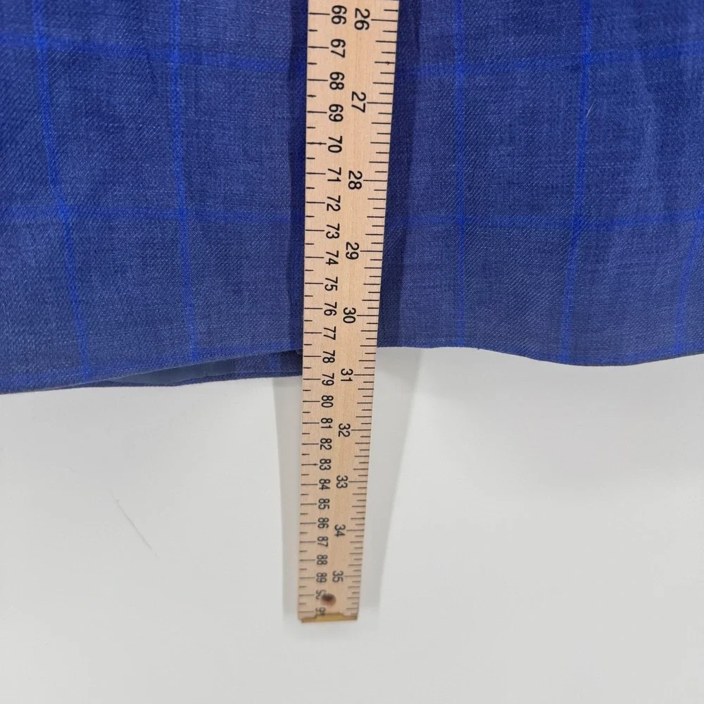 Lauren Ralph Lauren Mens 42L Blue Windowpane 100% Linen Sport Coat Blazer